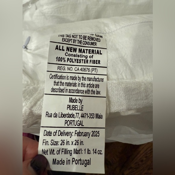 PiuBelle 2 Pck Cotton Euro Sham Filling Polyester White Gauze Ruffled Portugal - Picture 6 of 12